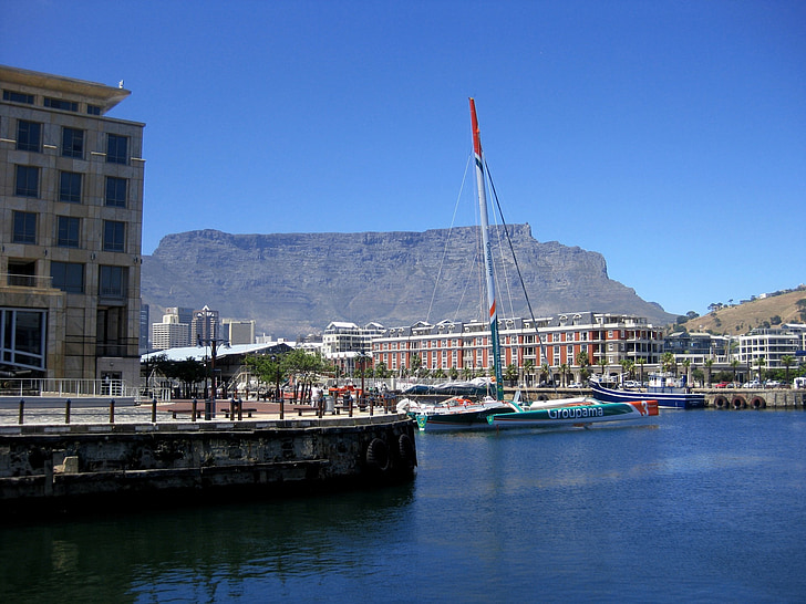 mountain, table mountain, harbor, harbour, sea, water, waterfront