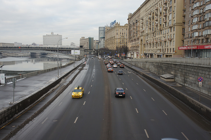 Moscou, estrada, autoestrada, transportes, Rússia, tráfego, rua