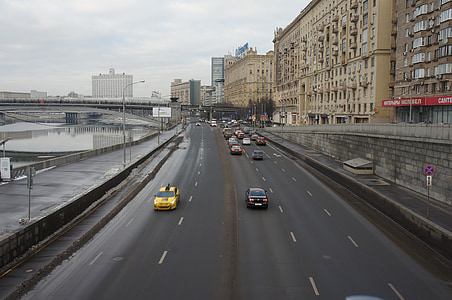 Moscou, route, autoroute, transport, Russie, trafic, rue