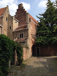 dům, staré, město, Middelburg, Zéland, Nizozemsko, Středověk