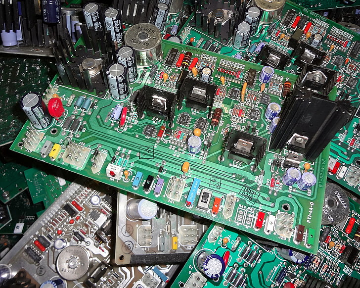 processor, circuits, green board, resistors, electronic, technology, board