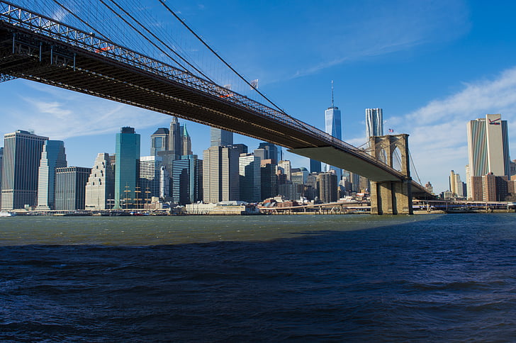Бруклинския мост, Манхатън, Даунтаун, Бруклин, градски, град, Америка
