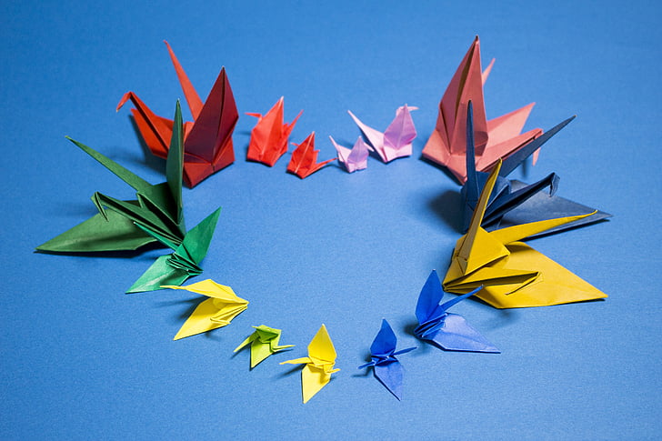 Origami, jeřáb, Japonsko, srdce, Láska, Prosím, naděje