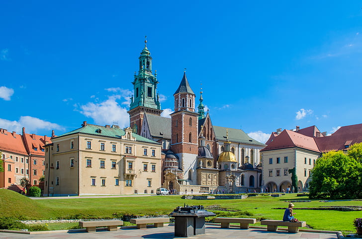 Kraków, slottet, festning, hage, Wawel, Europa, Polen