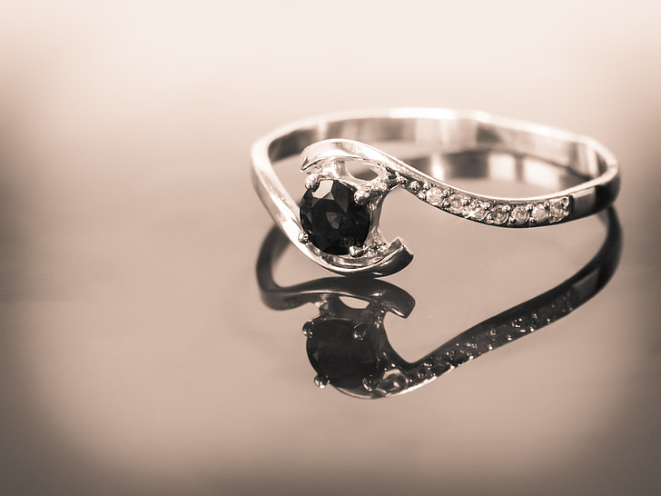 Ring, safir, diamanter, ornament, gave, bryllup, forlovelsesring