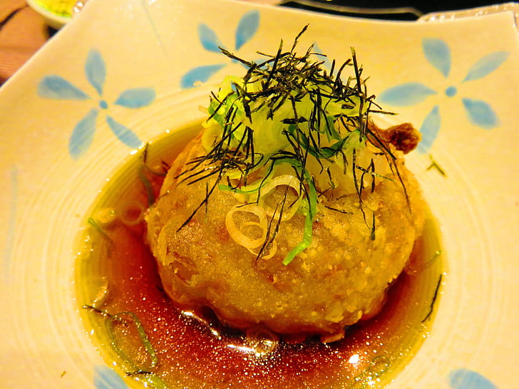 tofu frito, kaiseki, queso de soja, gourmet, y el viento