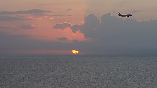 Carib, Mar, posta de sol, avió, viatges