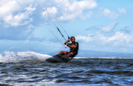 kite surf, Bali, Sanur, natación, acción, viento, ondas