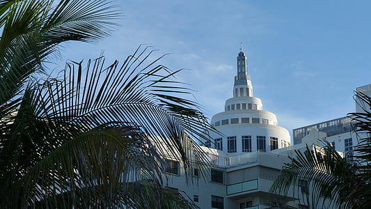 Florida, Miami, byggnad, arkitektur, art deco, solen