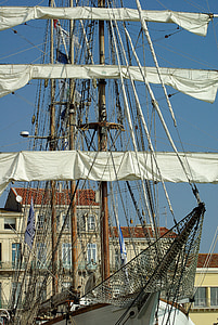 france, sète, sailboat, port, sails, mats