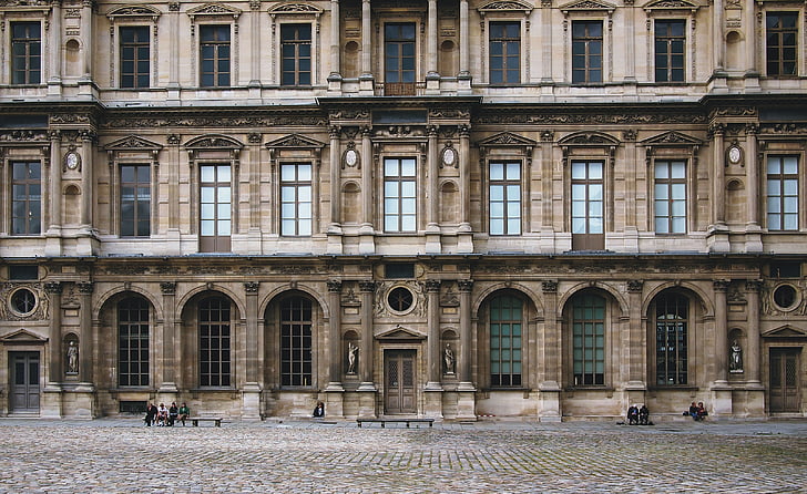 paris, louvre, france, facade, architecture, museum, landmark