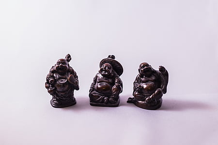 Buddha, figuriner, bild, lycka till, Merry