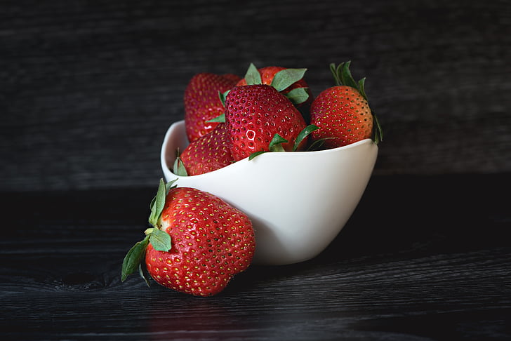 strawberries, red, ripe, shell, bowl, fruit, soft fruit