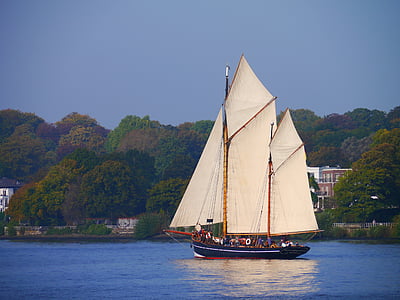 sailing vessel, zweimaster, nostalgia, elbe, boot, river