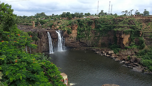 cai, Gokak, queda de água, ghataprabha, Rio, Karnataka, Índia