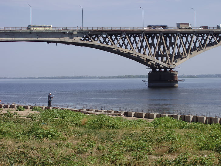 bridge, river, water, russia, fishing, bridge - Man Made Structure
