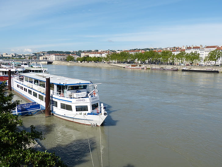 Lyon, Rhône, elven, gamlebyen, byen, Vis, Frankrike