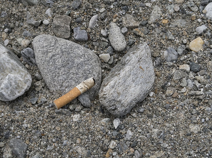cigarette, pierres, élimination, mégots de cigarettes, fin de cigarette