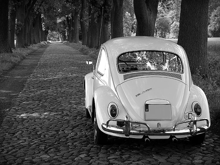 VW, Bogár, Oldtimer, klasszikus, sziklák (macskakövek), régi, Herbie