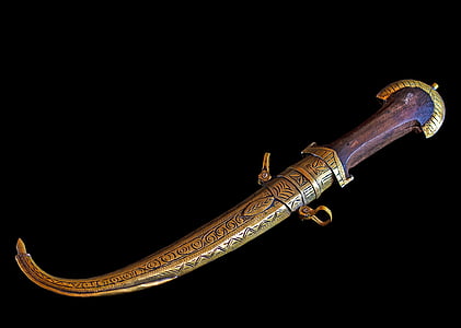 daga, jambiya, ganivet, oriental, negre, arma, història