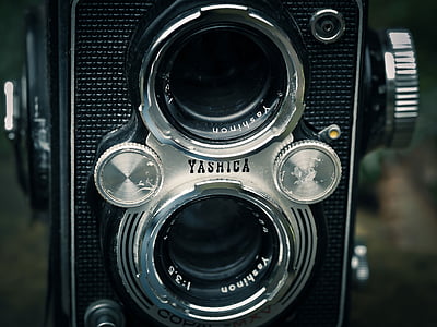 câmera, Câmara fotográfica, Yashica, fotografia, velho, saudade, vintage