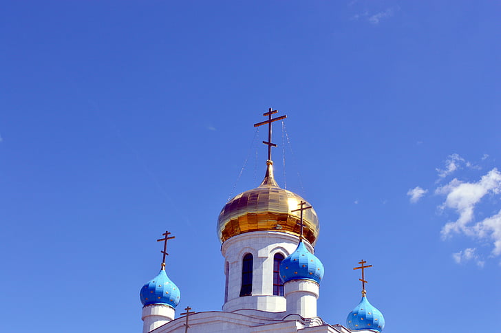 Nhà thờ, Thiên Chúa giáo, Cross, bầu trời, màu xanh, đám mây, mùa hè
