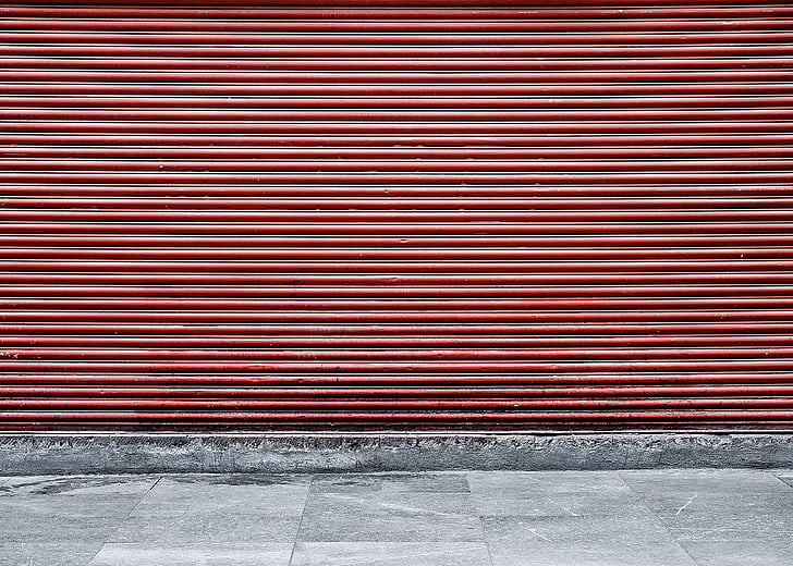 červená, hliník, roll, dvere, pruhované, vzor, uzávierky
