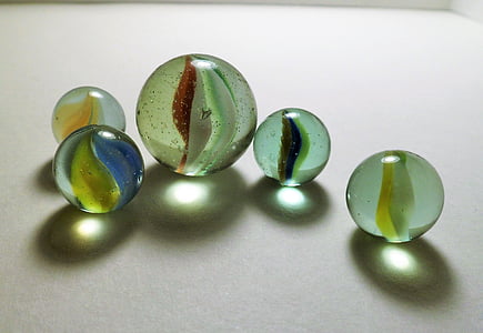 marbres, boules de, transparence, décoration, luminosité, verre, couleurs