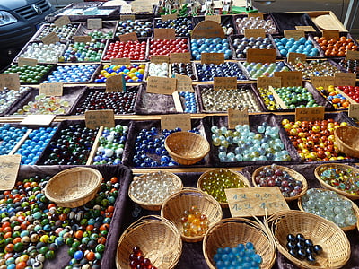 marbres, boles, sobre, colors, vidre, joguines, bola de vidre