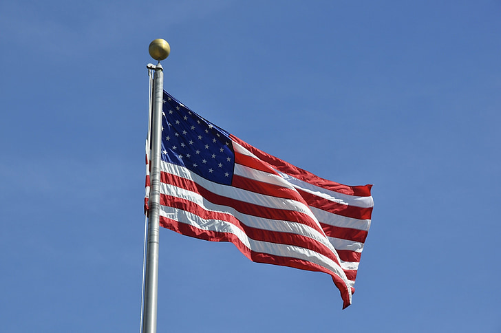 Americká vlajka, USA, vlasteneckej, vietor, dom