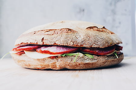 close, photo, burger, bread, food, tomato, sandwich