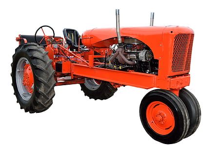Vintage, punane, traktori, retro, taastatud, Antiik, talu