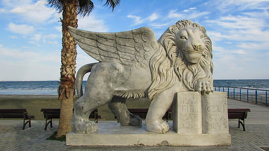Ciprus, Larnaca, oroszlán, szárnyas oroszlán, szobor