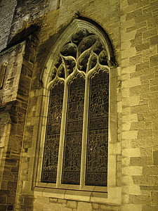 Igreja Gótica, Catedral de São Patrício, Irlanda, janela, Irlandês, à noite, Santo