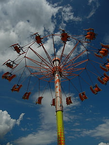 kettenkarussel, rettferdig, år market, folk festival, karusellen, himmelen, blå