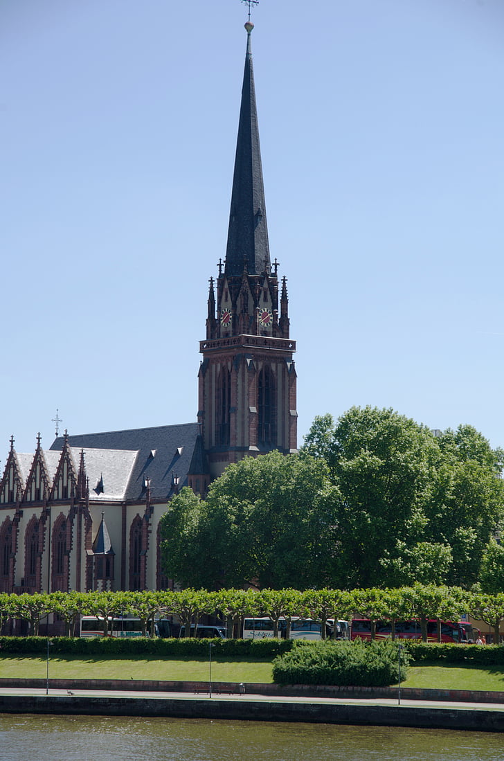 l'església, riu, principals, central de Frankfurt, Alemanya, punt de referència, Europa