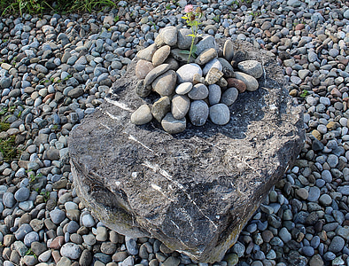 batu, Foundling, kerikil, ditumpuk, dirancang, dekoratif
