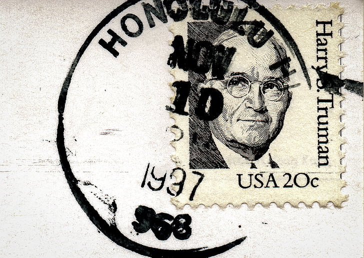 carte postale, timbre, cachet de la poste, 1997, Harry truman, Honolulu, novembre