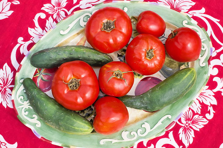pomidory, żniwa, warzyw, zdrowe, jedzenie, świeży, czerwony