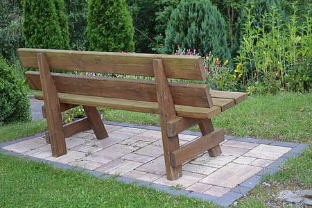 bank, garden, nature, wood, wooden bench
