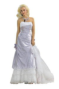 robe, robe de mariée, posture, formation, autocar, maître, blonde sur un fond transparent