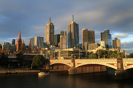 Melbourne-ben, Ausztrália, városi, város, utca-és városrészlet, építészet, épület