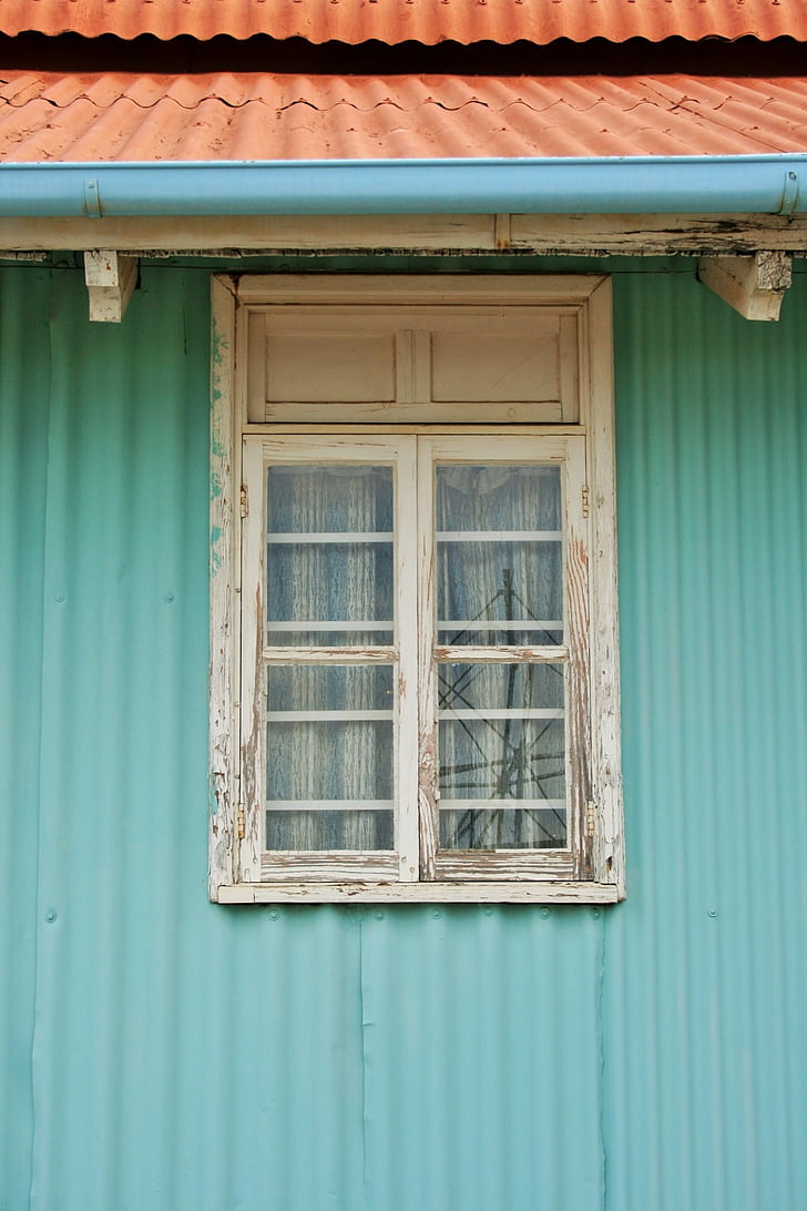 edifici, Uralita, pastís-verd, finestra, Marc, blanc