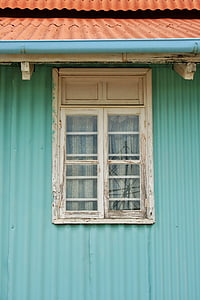 byggnad, korrugerad, Pastell-grön, fönster, Frame, vit
