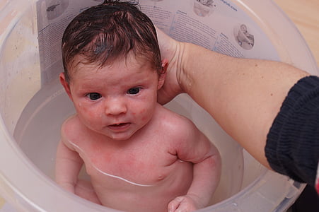 malé dítě, plavání, mytí, dítě, dítě, s koupel