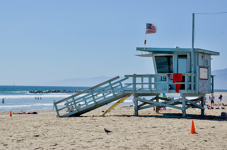 vatten räddning, Amerika, Kalifornien, stranden, los angeles, Venice beach, Sand