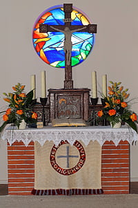 church, altar, cross, christian, religion, art, germany