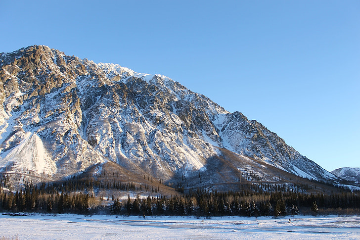 Alaska, Mountain, vit, kalla, vinter, snö, natursköna