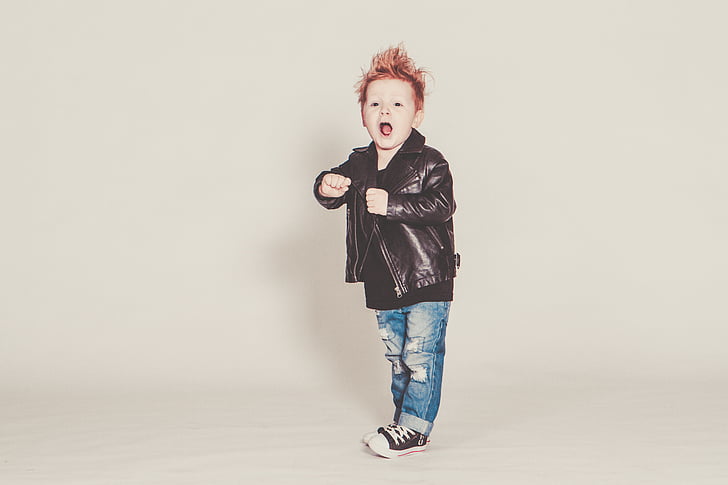 bebé, perfecto, roca, punk, chaqueta de cuero, chico, modelo