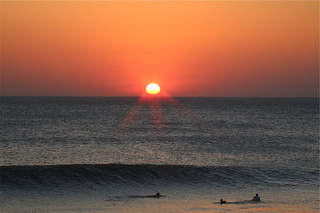 Foto, mar, oro, hora, puesta de sol, al atardecer, Playa